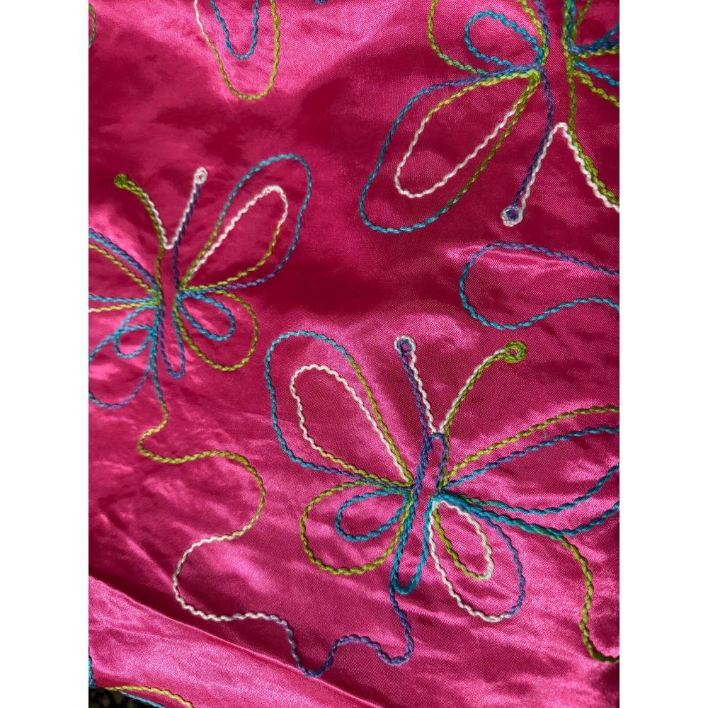 Pink Butterfly Fabric Embroidered 3 yards 56" x 108" silk satin faux multicolor